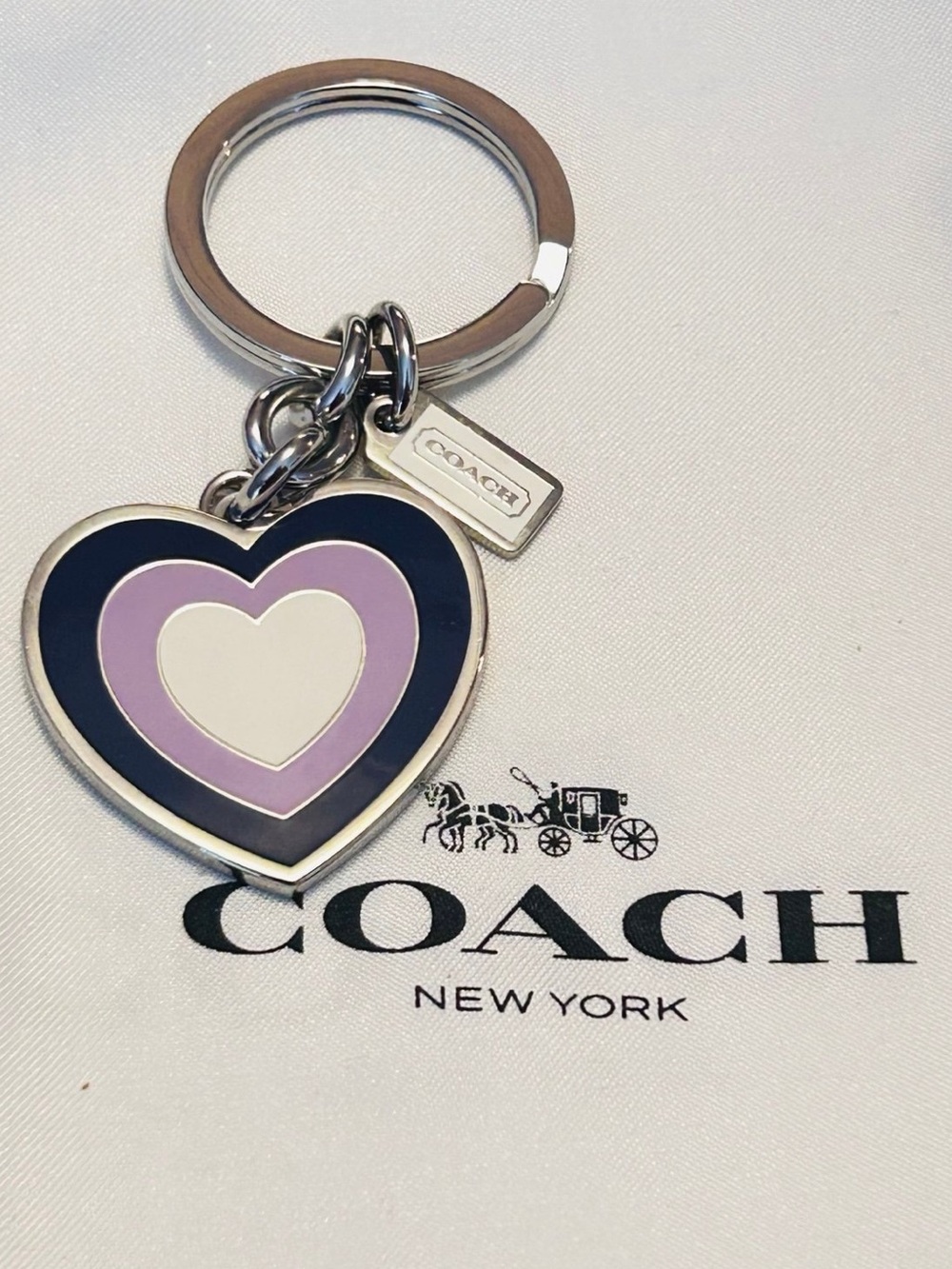 NWOT Coach Purple Heart Keychain/ Bag Charm